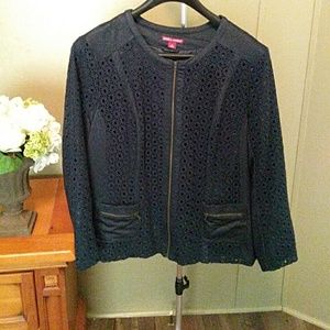 [3/$60] Navy denim & eyelet jacket